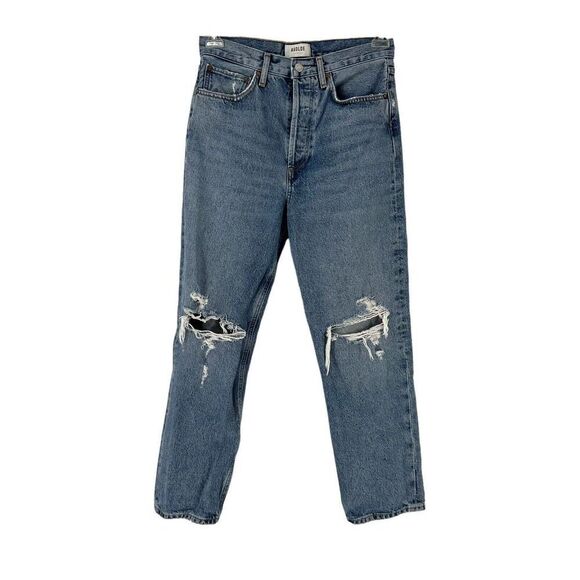 AGOLDE 90s Jeans Womens Size 26 Waist Distressed High Rise Button Fly Designer - Picture 1 of 9